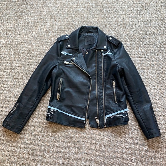 Blank NYC Jackets & Blazers - Blank NYC fake leather jacket with denim details